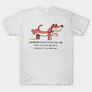 dachshund peeing and smiling while doing it T-Shirt